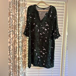 Ella moss bell sleeve tunic dress green size large